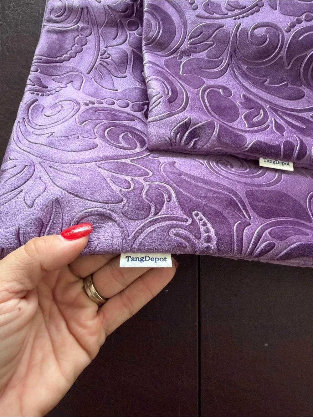 Decorative Paisley Velvet Accent Pillow Cover - Plum/Purple Color Set of 2
